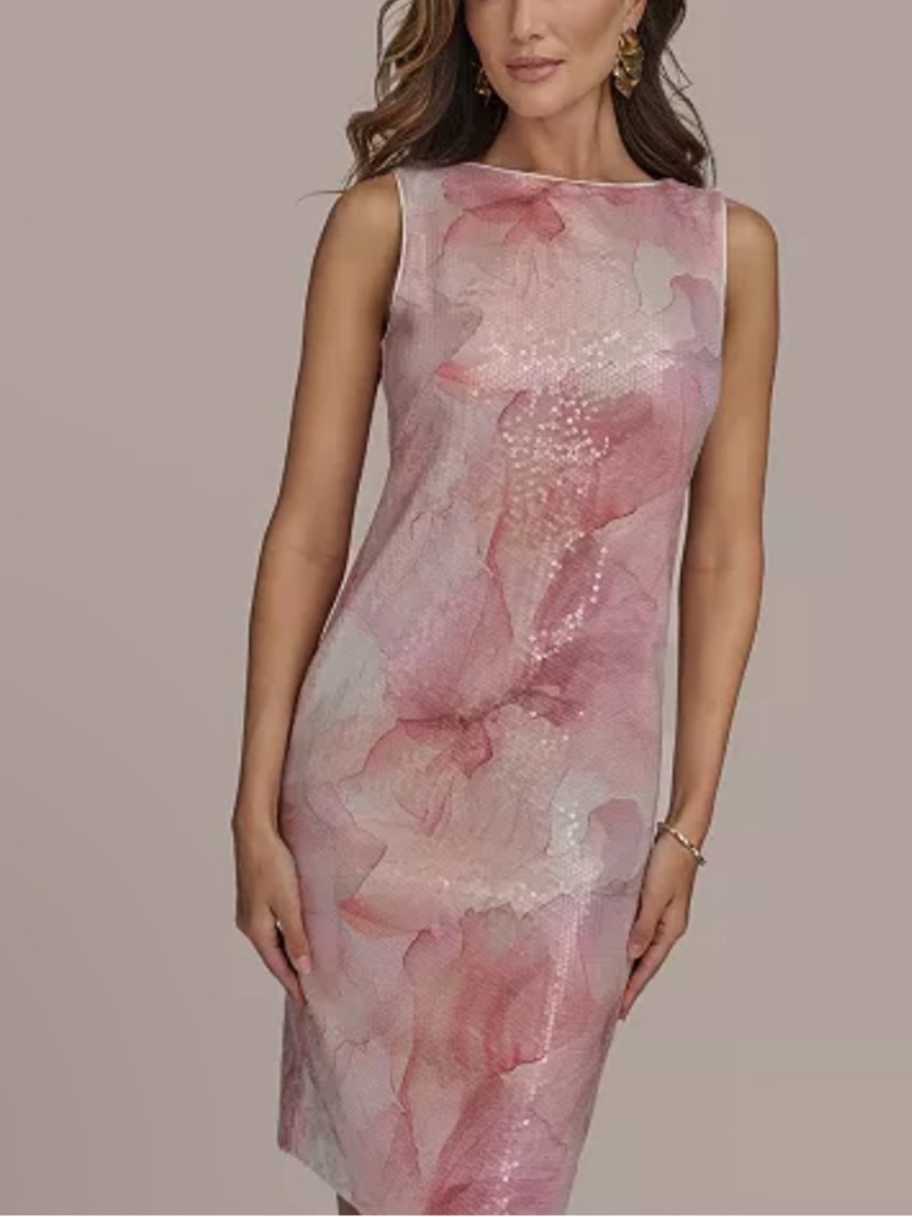 Donna Karan Women's Printed Sequin Sleeveless Sheath Dress size 10 NWT